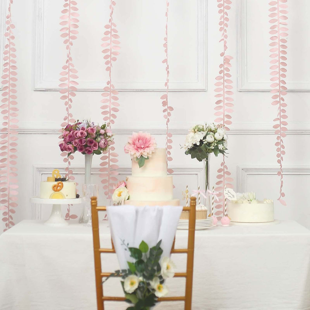 Taffeta Ribbon Sash with 4" Leaf Petal Design Dusty Rose 50ft - Sophisticated Artificial Fabric Garland