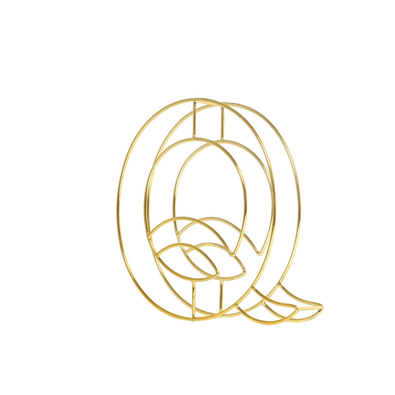 8" Tall Gold Freestanding 3D Decorative Wire Letter, Wedding Centerpiece - Q
