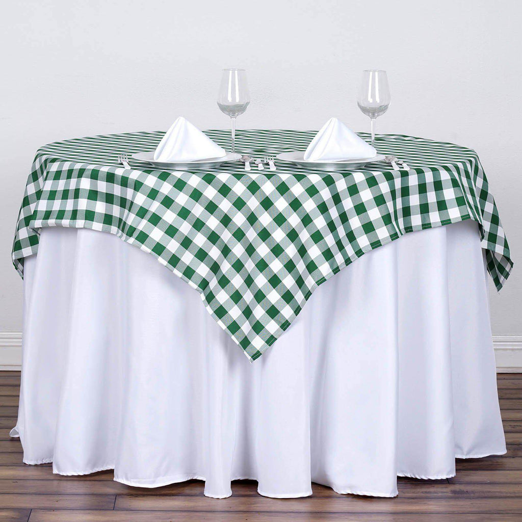 Polyester 54"x54" Square Tablecloth White/Green - Checkered Buffalo Plaid Design for Casual Table Settings