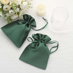 12 Pack 5"x7" Hunter Emerald Green Satin Wedding Party Favor Bags, Drawstring Pouch Gift Bags