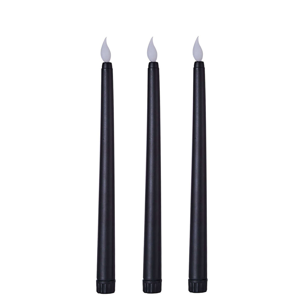 3-Pack LED Decorative Lighting Warm Flickering Black - Flameless Taper Candles 11"