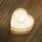 12-Pack Tealight Candles Heart Shaped Design White - Valentines Decor for Romantic Settings Mini