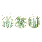 Green Tropical Leaf Plants and Cactus Flat Frame Wall Decals, Decor Stickers