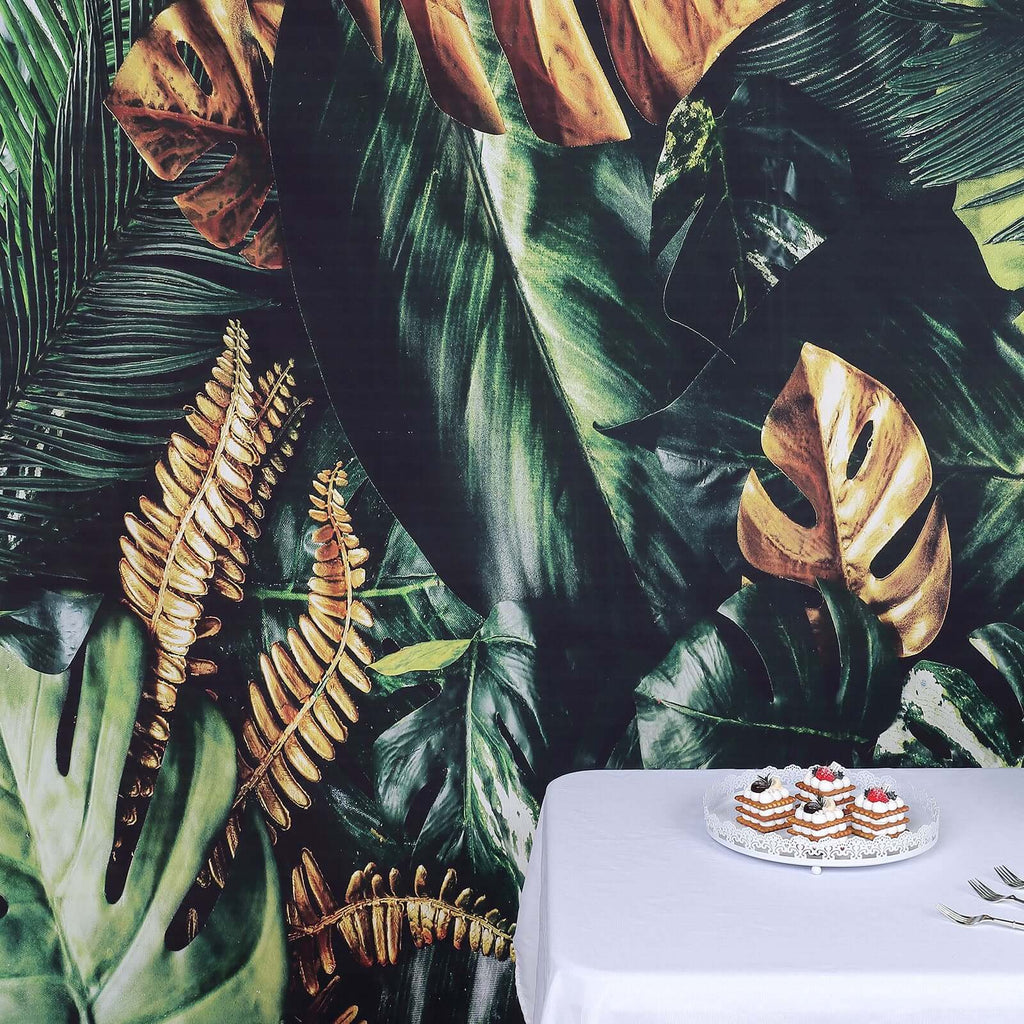 8ftx8ft Green Gold Tropical Jungle Safari Leaf Print Vinyl Backdrop