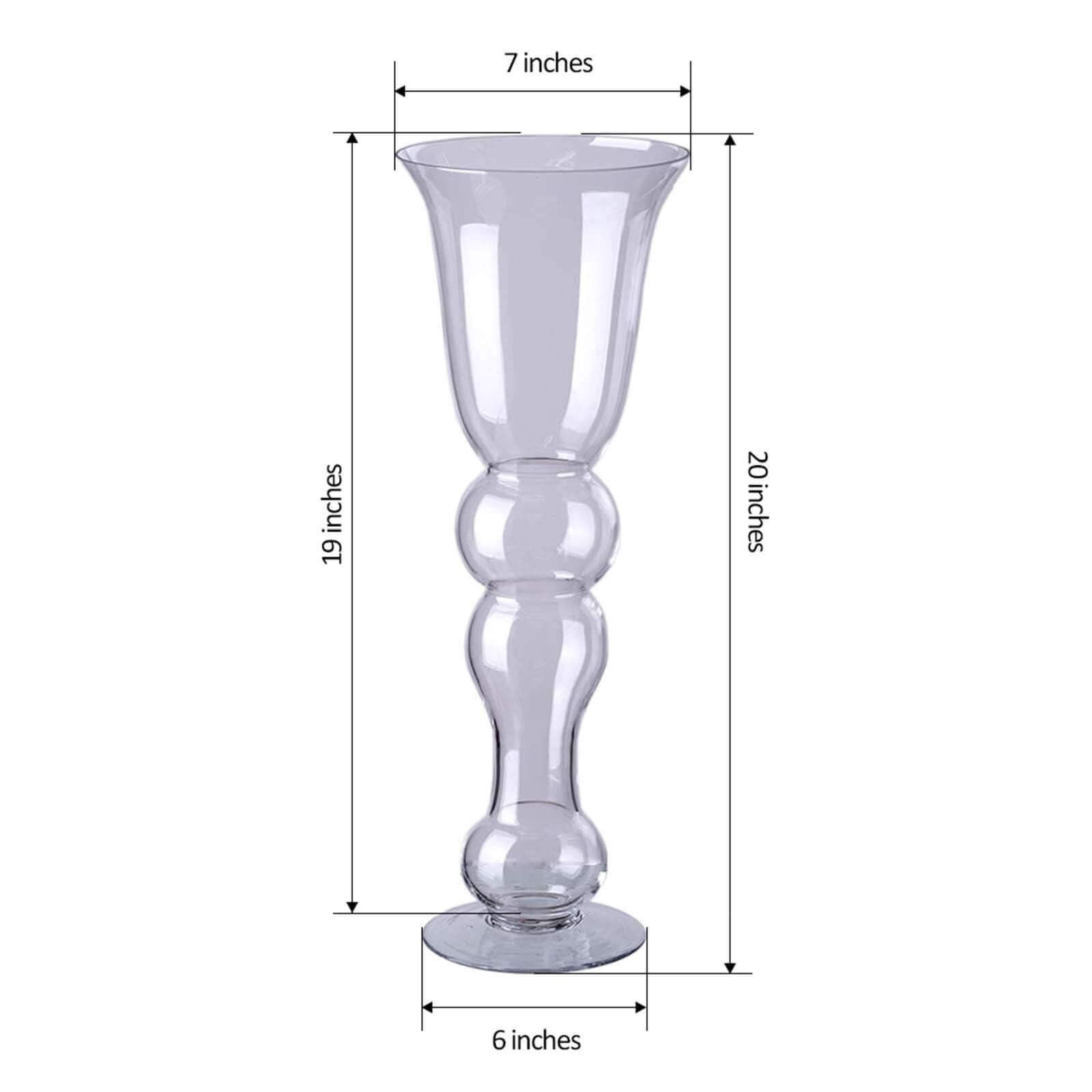 4-Pack Glass Trumpet Vases Pilsner Curved Design Clear - Stylish Flower Centerpieces for Events 20"