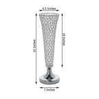 2-Pack Crystal Beaded Trumpet Vase Set Silver - Table Centerpiece for Stylish Decor 22"