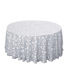 Tulle 120" Round Tablecloth Silver - Seamless Sequin Leaf Embroidered Table Cover - Bell Racket Store