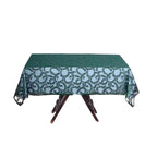 Tulle 72"x72" Table Overlay Square Tablecloth Hunter Emerald Green - Sequin Leaf Embroidered Table Topper - Bell Racket Store
