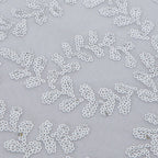 Tulle 72"x72" Table Overlay Square Tablecloth Silver - Sequin Leaf Embroidered Table Topper - Bell Racket Store