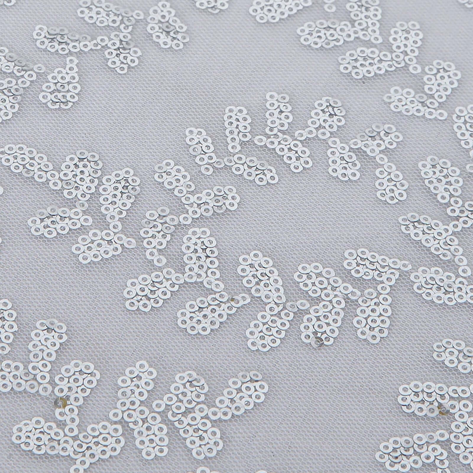 Tulle 72"x72" Table Overlay Square Tablecloth Silver - Sequin Leaf Embroidered Table Topper - Bell Racket Store