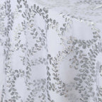 Tulle 72"x72" Table Overlay Square Tablecloth Silver - Sequin Leaf Embroidered Table Topper - Bell Racket Store