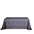 Tulle 90"x156" Rectangle Tablecloth Black - Sequin Leaf Embroidered Table Cover - Bell Racket Store