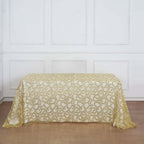 Tulle 90"x156" Rectangle Tablecloth Gold - Sequin Leaf Embroidered Design for Luxe Celebrations - Bell Racket Store