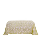 Tulle 90"x156" Rectangle Tablecloth Gold - Sequin Leaf Embroidered Design for Luxe Celebrations - Bell Racket Store