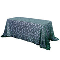 Tulle 90"x156" Rectangle Tablecloth Hunter Emerald Green - Sequin Leaf Embroidered Table Cover - Bell Racket Store