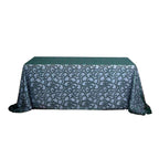 Tulle 90"x156" Rectangle Tablecloth Hunter Emerald Green - Sequin Leaf Embroidered Table Cover - Bell Racket Store