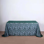 Tulle 90"x156" Rectangle Tablecloth Hunter Emerald Green - Sequin Leaf Embroidered Table Cover - Bell Racket Store