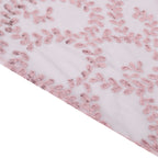 Tulle 90"x156" Rectangle Tablecloth Rose Gold - Sequin Leaf Embroidered Table Cover - Bell Racket Store