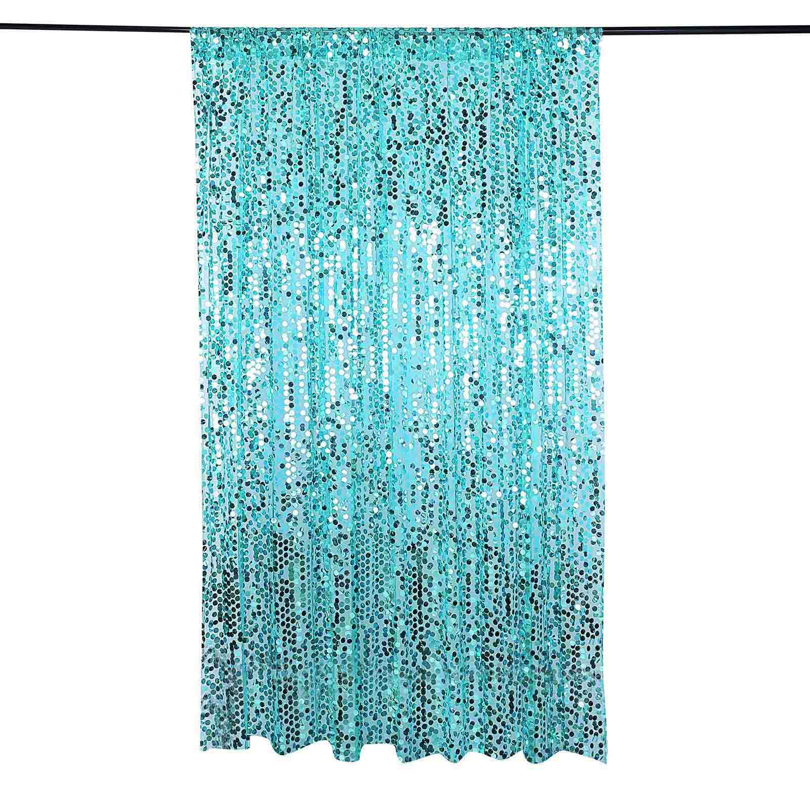 8ftx8ft Turquoise Big Payette Sequin Event Curtain Drapes, Backdrop Event Panel