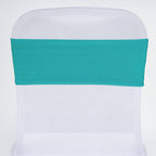 5 Pack Stretch Spandex Chair Sashes Turquoise - Fitted Finish Two Ply Heavy Duty Chair Bands 5"x12"