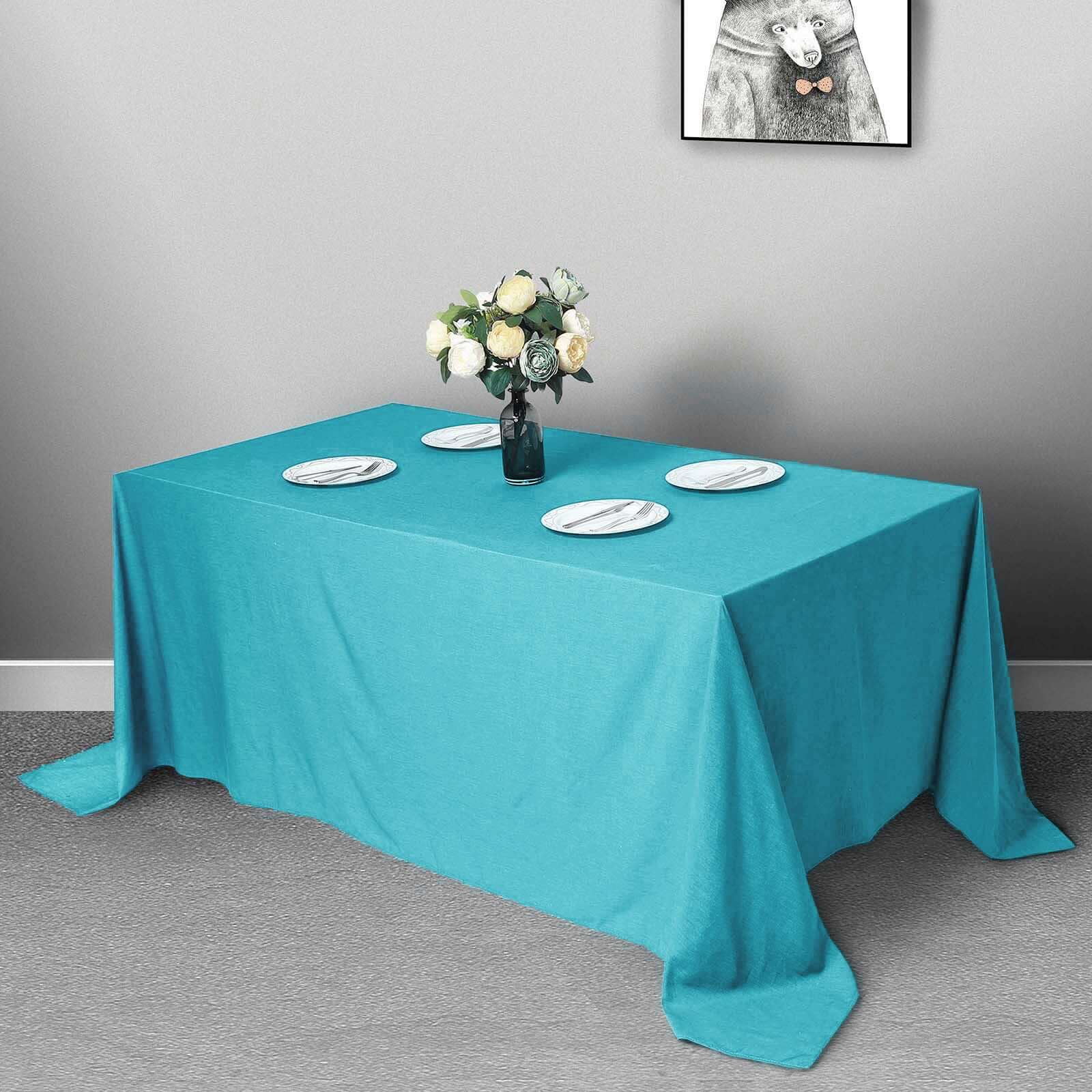 Polyester 90"x132" Rectangle Tablecloth Turquoise - Seamless Wrinkle-Resistant Table Cover