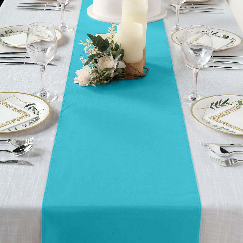 Polyester 12"x108" Table Runner Turquoise - Durable & Wrinkle-Resistant Table Decor