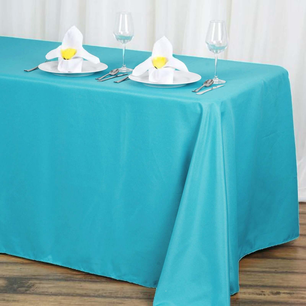 Polyester 90"x132" Rectangle Tablecloth Turquoise - Seamless Wrinkle-Resistant Table Cover