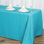 Polyester 90"x132" Rectangle Tablecloth Turquoise - Seamless Wrinkle-Resistant Table Cover
