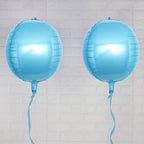 2 Pack 14" 4D Metallic Blue Sphere Mylar Foil Helium or Air Balloons