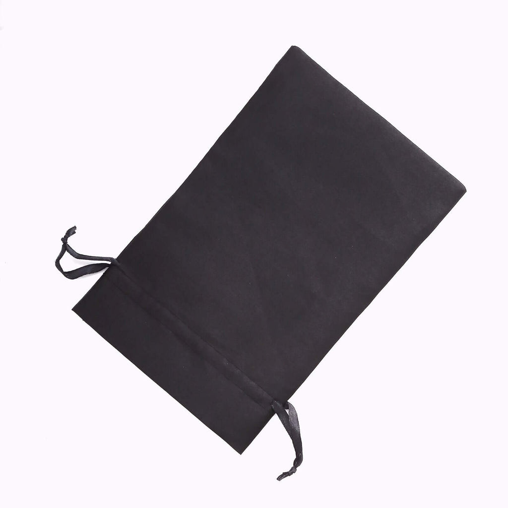 12 Pack 6"x9" Black Satin Drawstring Wedding Party Favor Gift Bags