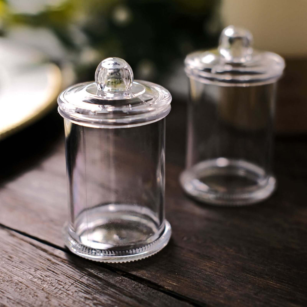 12-Pack Candy Jars Disposable Design with Clear Lids - Plastic Goodie Containers for Parties 3.5"