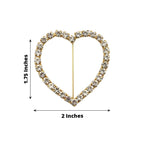 Rhinestone Chair Sash Band Buckle Gold 2" Heart Metal - Glittering Diamond Accent for Weddings & Special Events