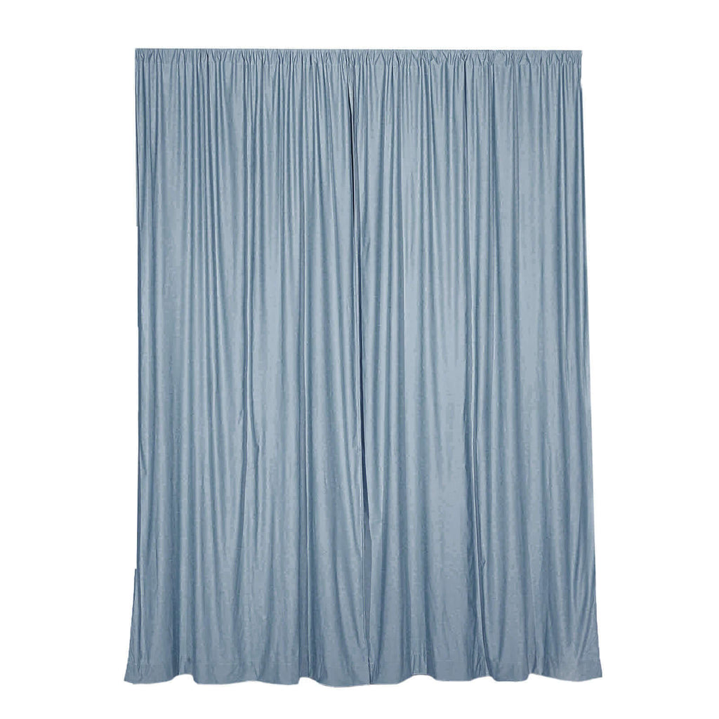 2 Pack Dusty Blue Scuba Polyester Event Curtain Drapes, Durable Flame Resistant Backdrop Event Panels Wrinkle Free with Rod Pockets - 10ftx10ft