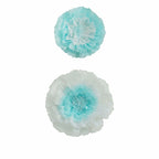 Set of 2 Light Blue Carnation 3D Wall Giant Tissue Paper Flowers - 12",16"