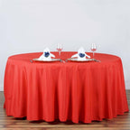 Polyester 120" Round Tablecloth Red - Seamless Wrinkle-Resistant Table Cover