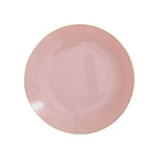 10-Pack Plastic 8" Round Dessert Plates in Dusty Rose with Gold Rim - Glossy Disposable Appetizer Salad Plates