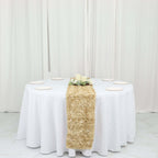 Rosette Satin 14"x108" Table Runner Champagne - Grandiose Design