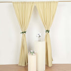 2 Pack Champagne Polyester Event Curtain Drapes, 10ftx8ft Backdrop Event Panels With Rod Pockets 130 GSM