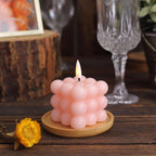 2-Pack LED Flameless Cube Candles Flickering Warm White Blush - Battery Operated Bubble Design 2"