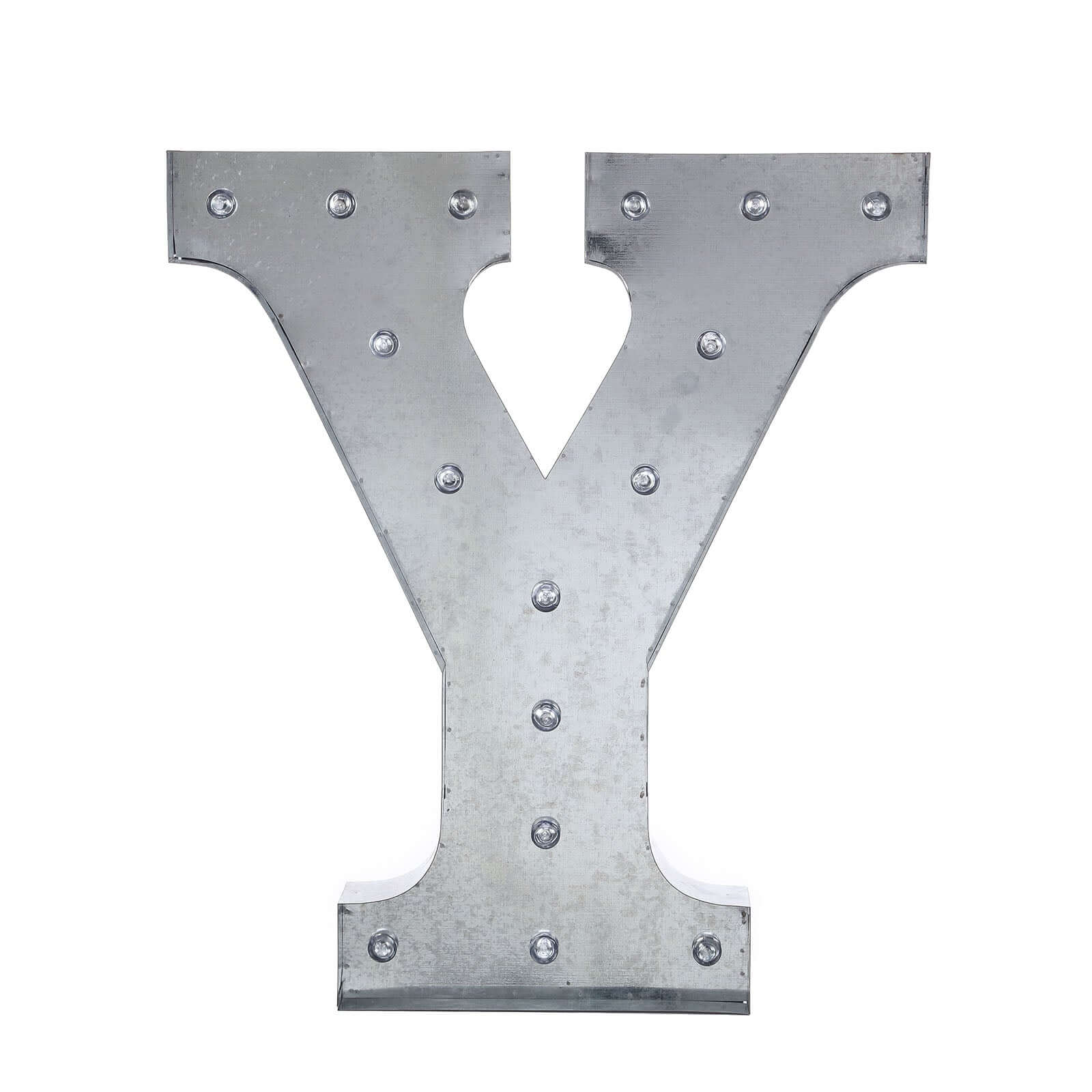 20" Vintage Galvanized Metal Marquee Letter Lights Cordless With 16 Warm White LED