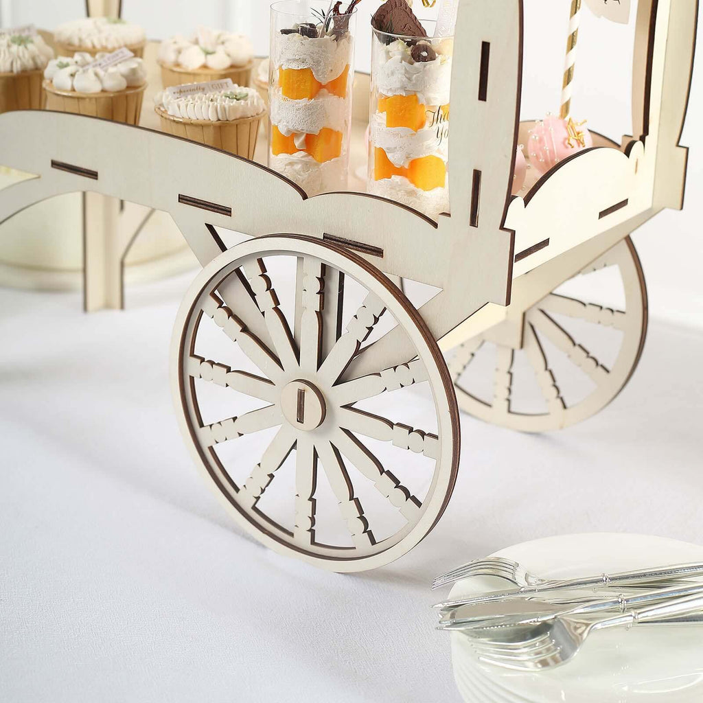 Mini Wooden Dessert Display Candy Cart Sweet Stall Design Natural - Tabletop Cupcake Stand 25"