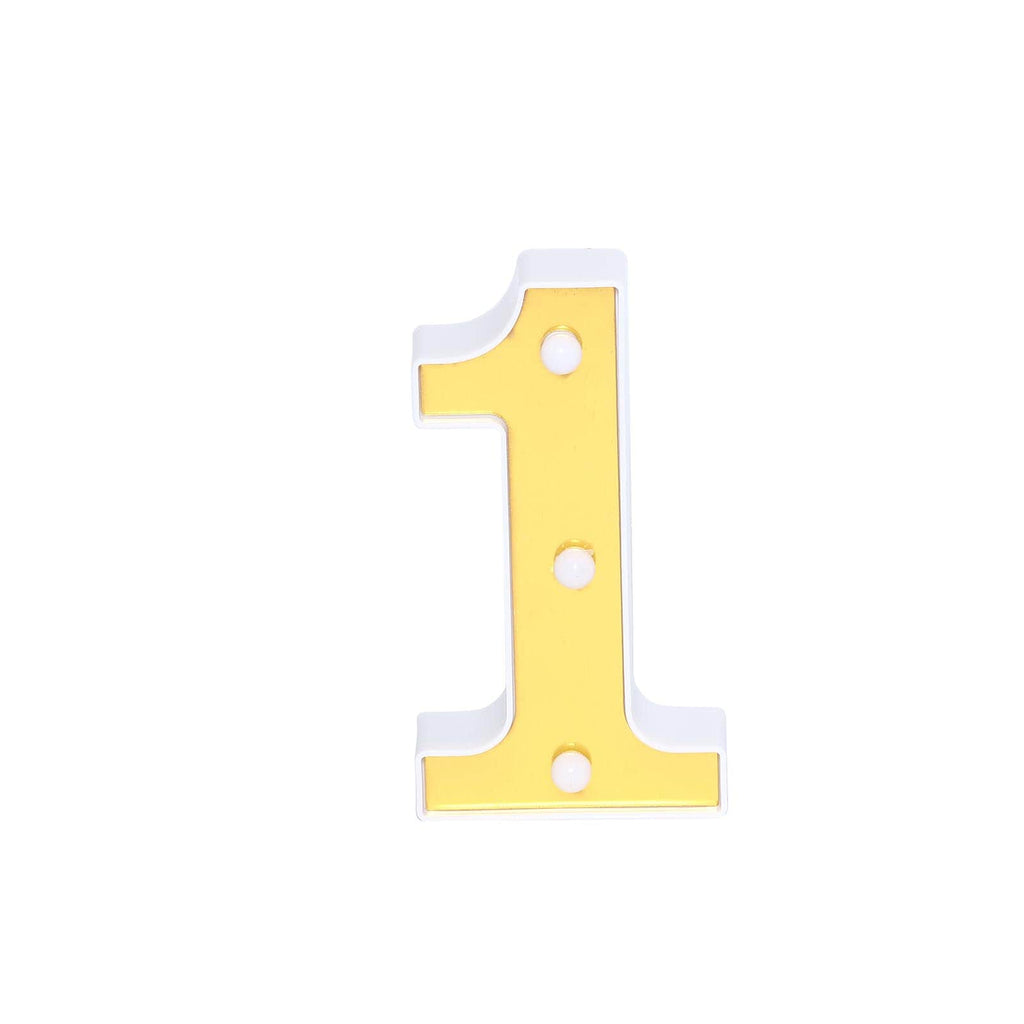 3D Marquee Number "1" Warm White 3 LED Lights Gold - Stylish Light-Up Accent for Events 6"
