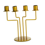 2-Pack Geometric Taper Candelabra 4 Arm Design Gold Metal Decorative Centerpiece - Perfect for Events 8"
