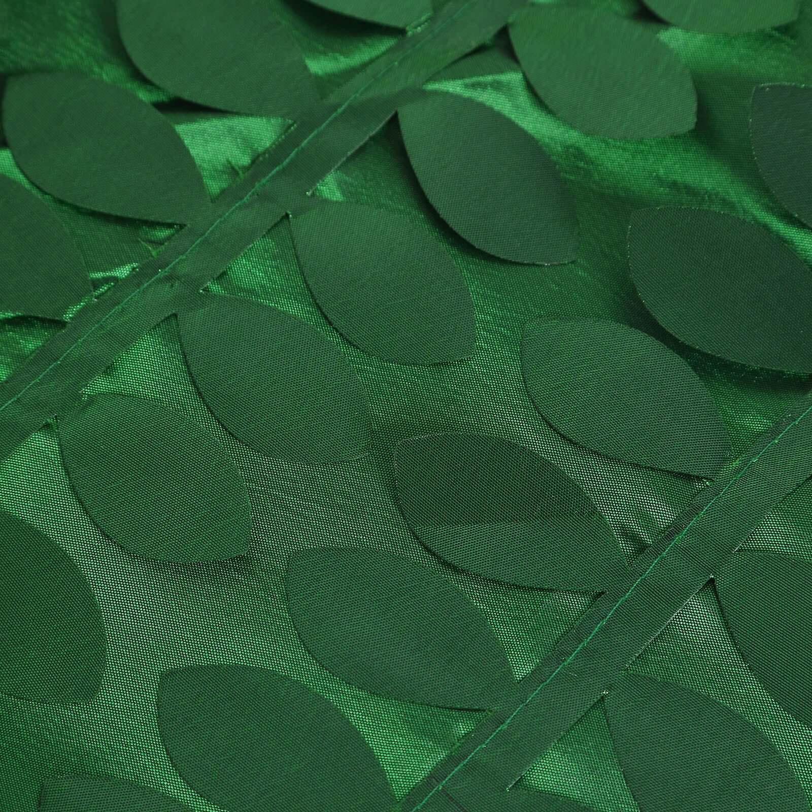 Taffeta 60"x102" Rectangle Tablecloth Green | Exquisite 3D Leaf Petal Design for Chic Wedding & Event Decor