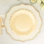 12-Pack Birchwood 9" Round Dinner Plates in Natural with Scalloped Rim - Eco Friendly Wooden Disposable Plates for Farmhouse-Style Events, Parties & Gatherings