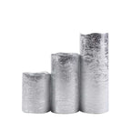 Set of 3 LED Flameless Pillar Candles Remote Operated Metallic Silver - Battery Powered 4", 6", 8"