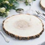 12" Dia Natural Wood Charger Plates With Bark Edge Wood Slice Chargers Rustic Wedding Table Settings