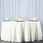 Premium Polyester 120" Round Tablecloth Ivory - Seamless 220GSM Wrinkle-Resistant Design Table Cover