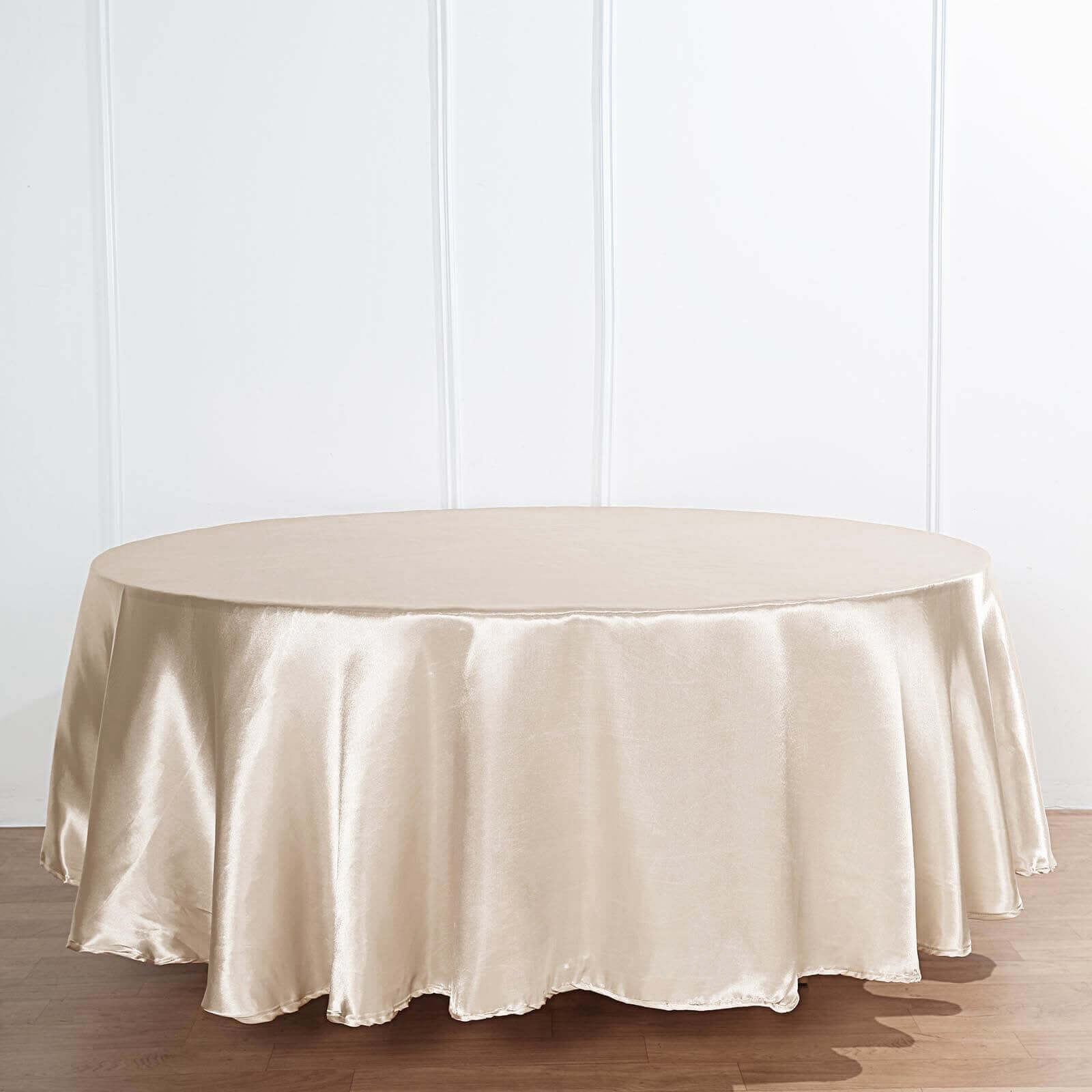 Satin 108" Round Tablecloth Beige - Smooth and Lustrous Table Cover