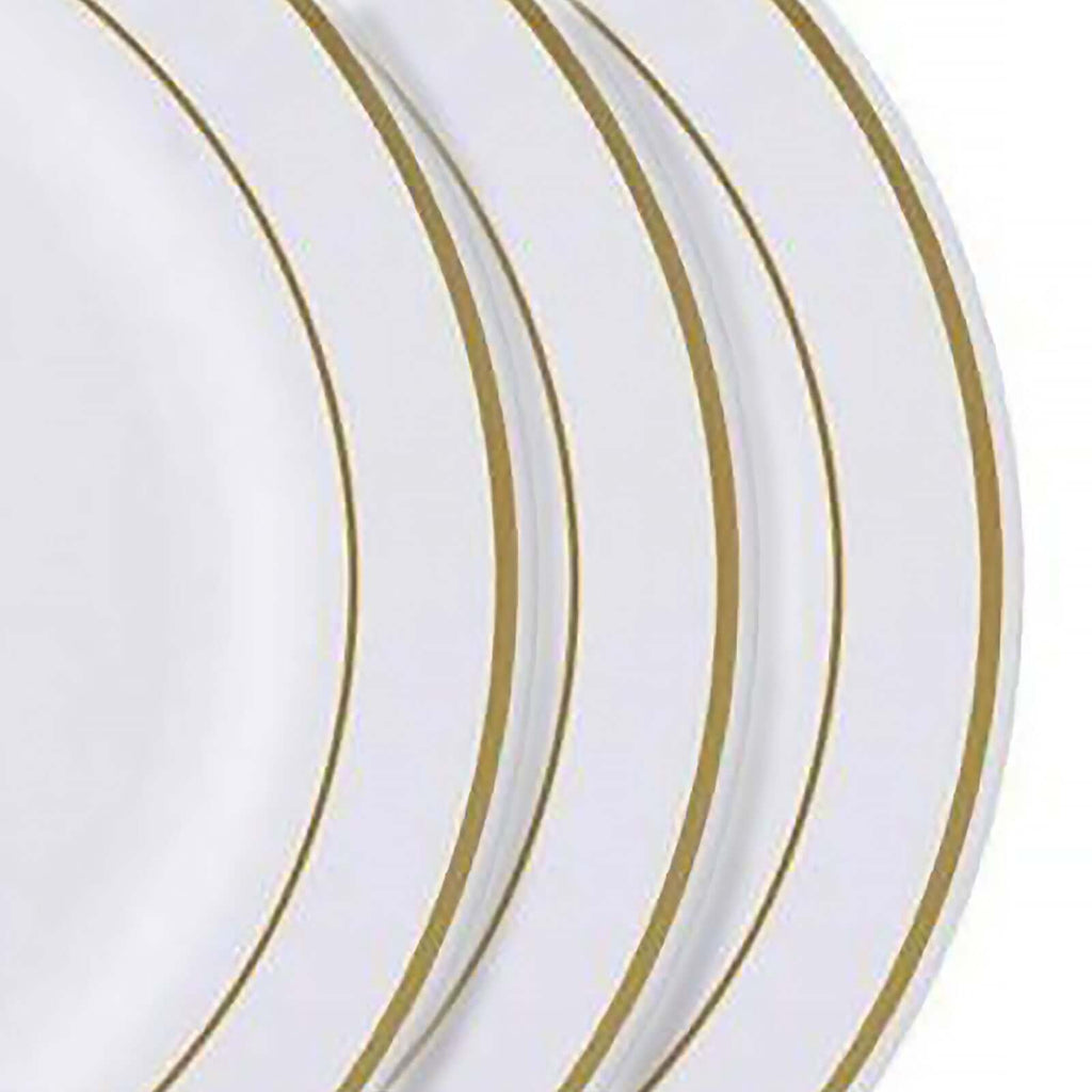 10-Pack Plastic Dessert Plates White with TrÃ¨s Chic Gold Rim - Disposable Plates for Appetizers 6"